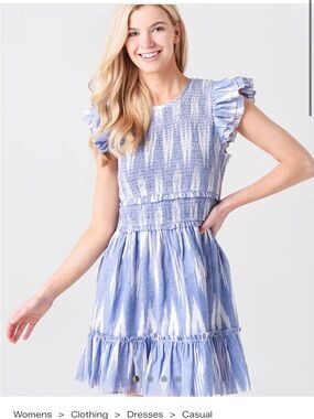 SAYLOR Ikat Midi Dress women’s small EUC smocked ruffles summer